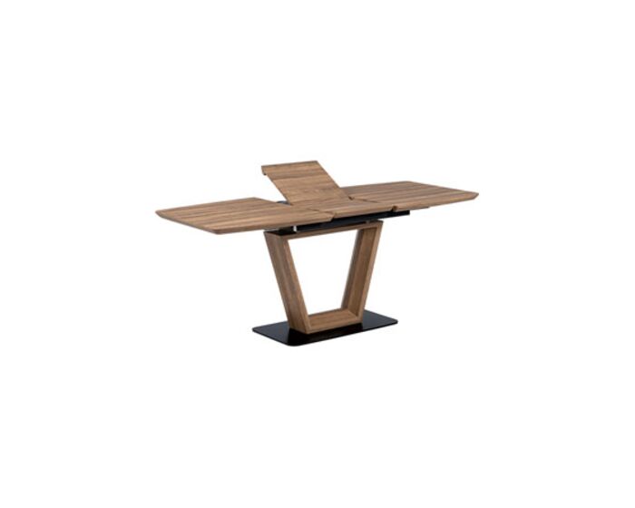 Jídelní stůl 140+40x80 cm, MDF tmavý dub, kov matná černá HT-814 OAK3