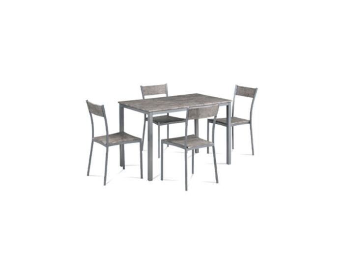 Jídelní set 1+4, šedý kov mat, MDF dekor beton JEREMY BET
