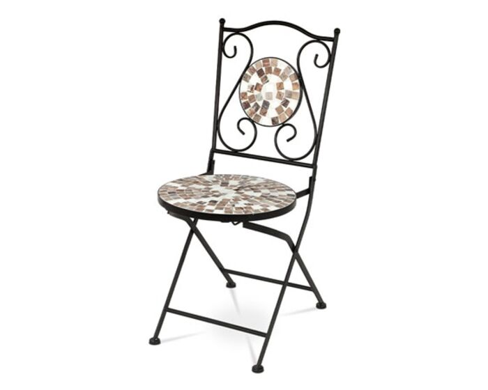 Zahradní židle, keramická mozaika, kov, černý lak (designově ke stolu JF2206) JF2207