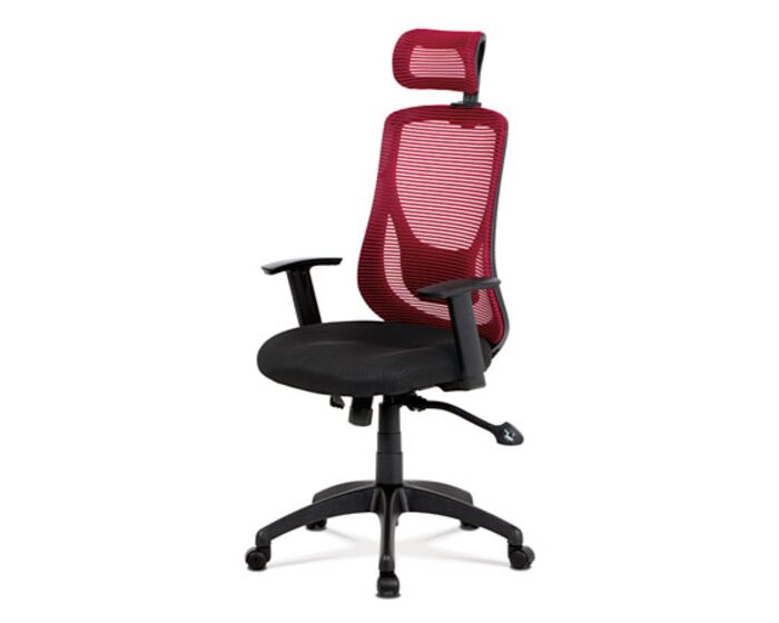 Kancelářská židle, synchronní mech., černá + červená MESH, plast. kříž KA-A186 RED