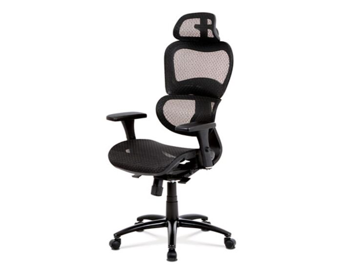 Kancelářská židle, synchronní mech., černá MESH, kovový kříž KA-A188 BK