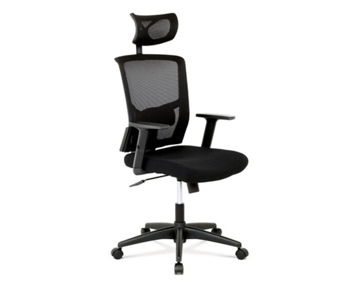 Kancelářská židle s podhlavníkem, látka mesh černá, houpací mechanismus KA-B1013 BK