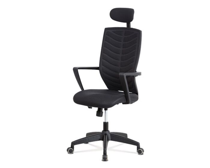 Kancelářská židle, houpací mech., černá MESH+látka, plastový kříž KA-D707 BK