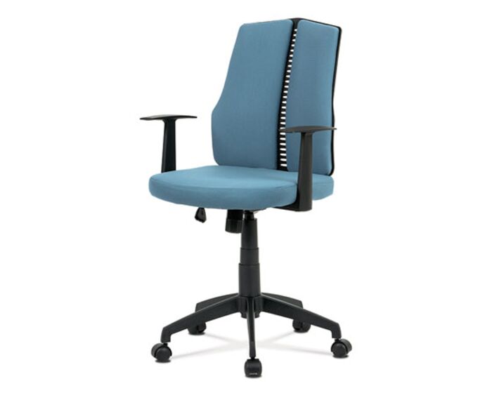 Kancelářská židle, látka modrá, houpací mechanismus, kříž plast černý, plastová kolečka KA-E826 BLUE