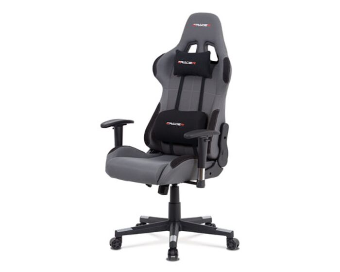Kancelářská židle houpací mech., šedá + černá látka, plast. kříž KA-F05 GREY
