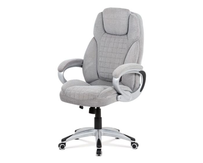 Kancelářská židle, šedá látka, kříž plast stříbrný, houpací mechanismus KA-G196 SIL2