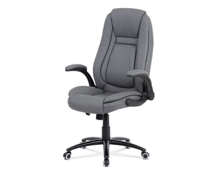 Kancelářská židle, šedá ekokůže, kříž kov černý, houpací mechanismus KA-G301 GREY