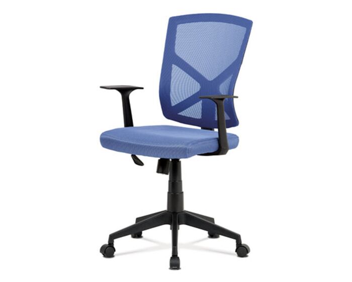 Kancelářská židle, modrá MESH+síťovina, plastový kříž, houpací mechanismus KA-H102 BLUE