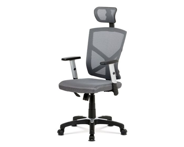 Kancelářská židle, šedá MESH+síťovina, plastový kříž, houpací mechanismus KA-H104 GREY