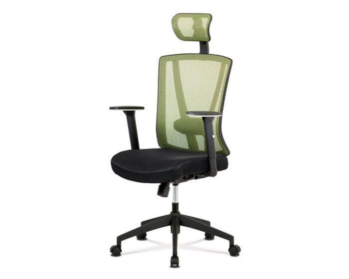 Kancelářská židle, černá MESH+zelená síťovina, plastový kříž, synchronní mechanismus KA-H110 GRN