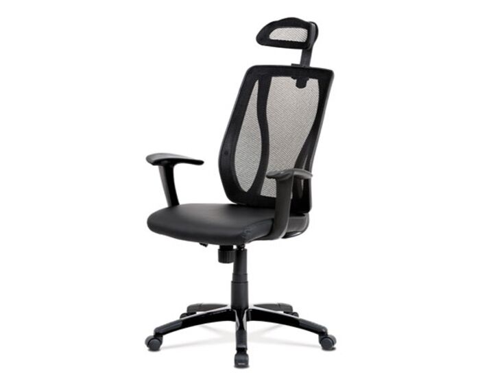 Kancelářská židle, houpací mech., černá MESH, plastový kříž KA-K103 BK