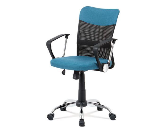 Kancelářská židle, modrá látka, černá MESH, houpací mech, kříž chrom KA-V202 BLUE