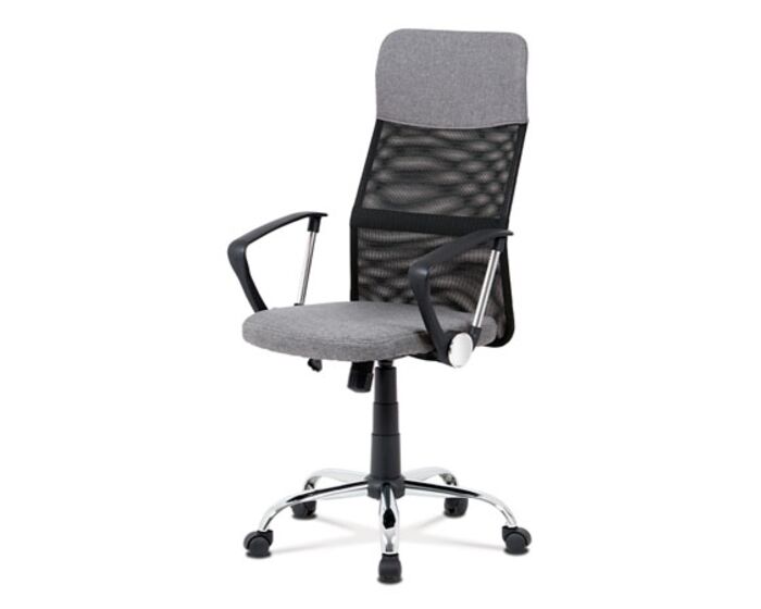 Kancelářská židle, šedá látka, černá MESH, houpací mech, kříž kovový KA-V204 GREY
