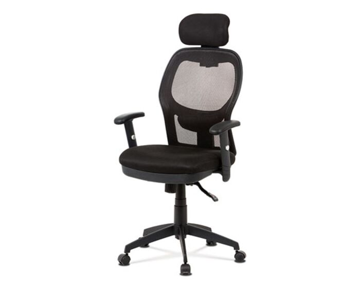 Kancelářská židle, černá MESH, synchronní mech, kříž plastový černý KA-V301 BK