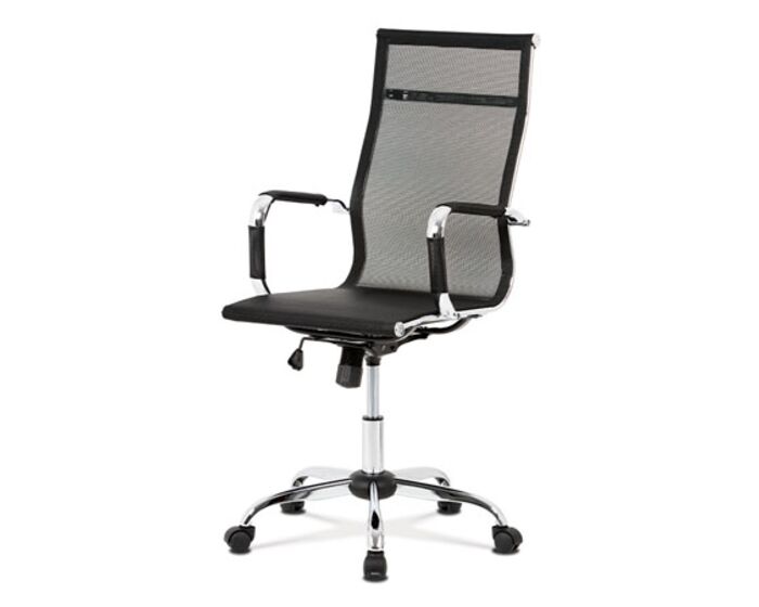 Kancelářská židle, černá MESH síťovina, houpací mech, kříž chrom KA-V303 BK