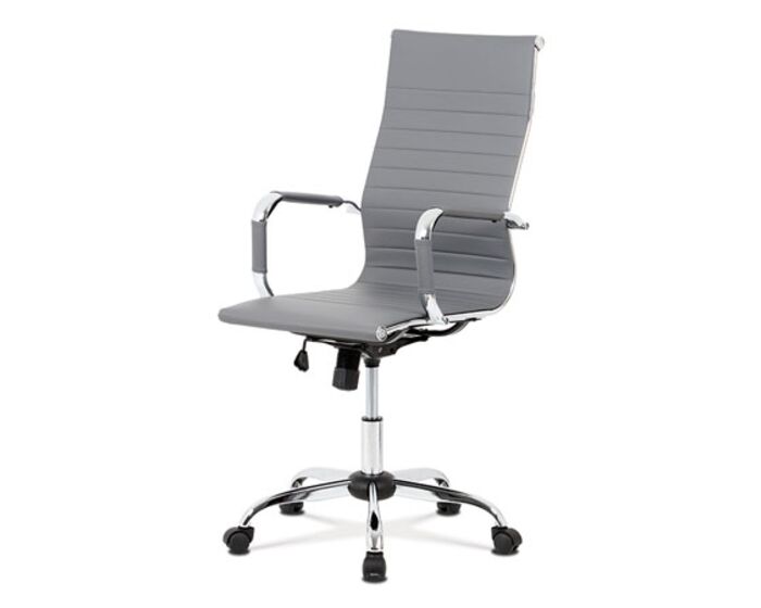 Kancelářská židle, šedá ekokůže, houpací mech, kříž chrom KA-V305 GREY