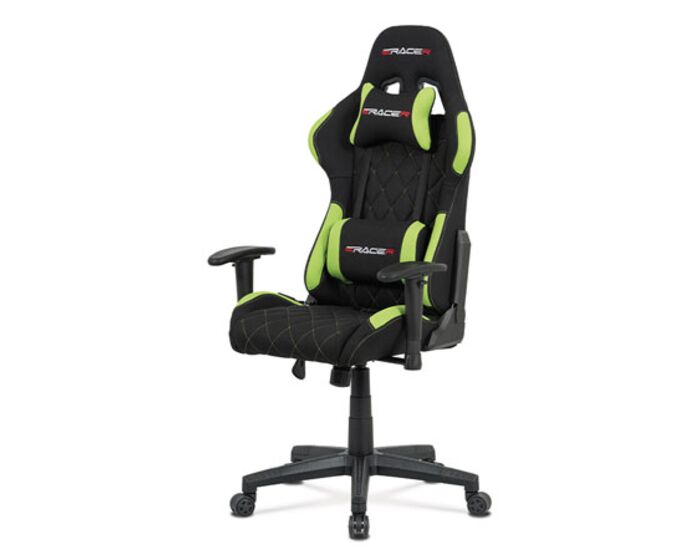 Kancelářská židle, zelená látka, houpací mech, kříž plast KA-V606 GRN