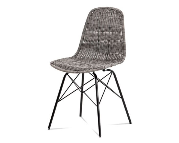Jídelní židle kov černá / UMĚLÝ ratan šedý SF-822 GREY