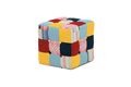 Taburet kostka, látka patchwork, kluzáky plast AK-135 PW2