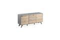 Komoda dvoudveřová + 3 šuplíky, šedá MDF mat, dýha dub ASL-652 OAK