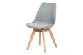 Jídelní židle, šedý plast, šedá tkanina, masiv natural CT-722 GREY