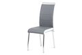 Jídelní židle, koženka šedá/bílý bok, madlo, chrom DCL-403 GREY