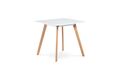 Jídelní stůl 80x80 cm, MDF, bílý matný lak, masiv buk, přírodní odstín DT-606 WT