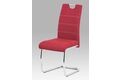 Jídelní židle, červená látka, bílé prošití, kov chrom HC-482 RED2